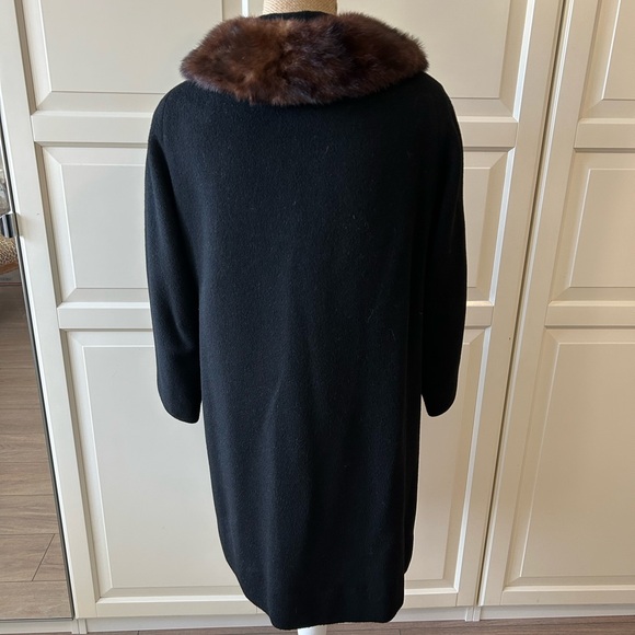 Rothmoor Vintage Black Cashmere Coat with Brown Mink Collar Size S/M - Picture 5 of 15
